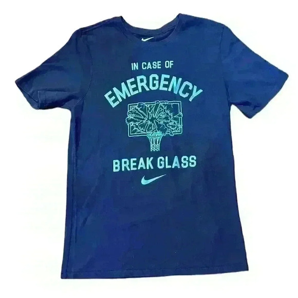 Boys Nike Dri Fit t-shirt In case of Emergency Break Glass S - Picture 1 of 5